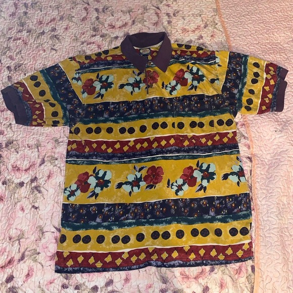 Tommy Bahama Polo Shirt Men Size Large Floral Print Short Sleeve Hawaiian - Picture 10 of 10